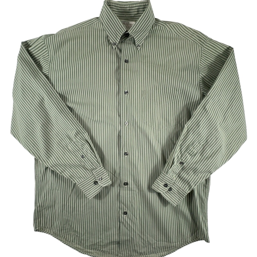VINTAGE Banana Republic Button Up Shirt Mens M Green Safari Travel Striped